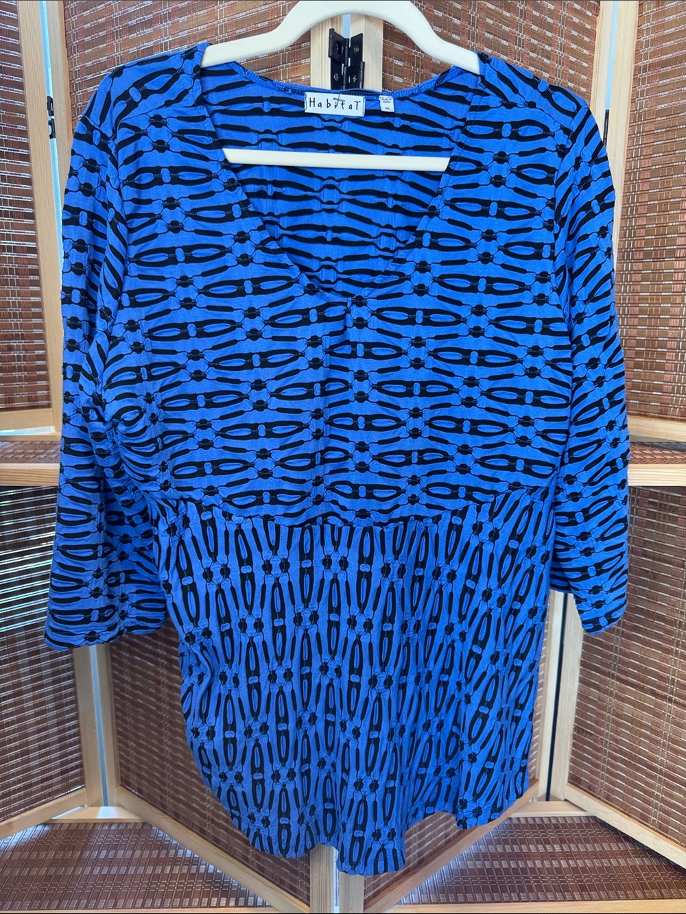 Habitat Royal Blue and Black Geometric Tunic N0331